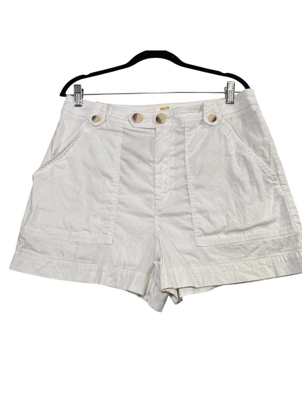 Anthropologie Maeve Shorts Size 14 White Twill Pockets Casual Preppy Summer Mom